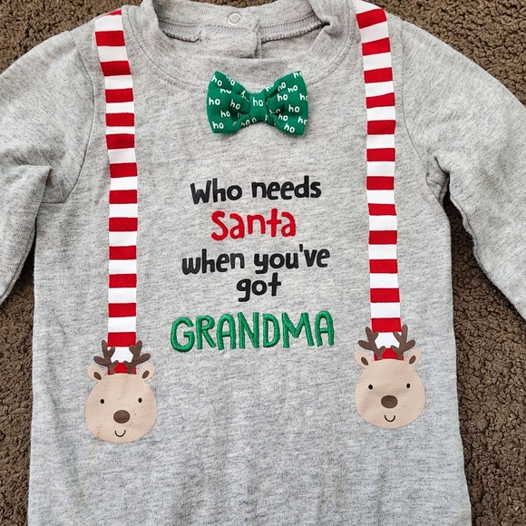 Grey Christmas Onesie, Kid's 6-9M - Picture 3 of 6